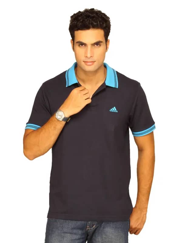 ADIDAS Men Black Polo T-shirt