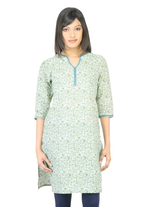 Vishudh Women Printed Green Kurta