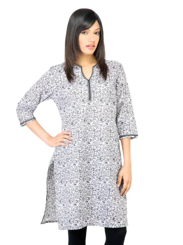 Vishudh Women Printed Dark Grey Kurta