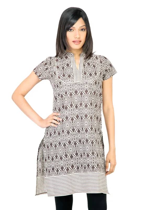 Vishudh Women Printed Brown Kurta