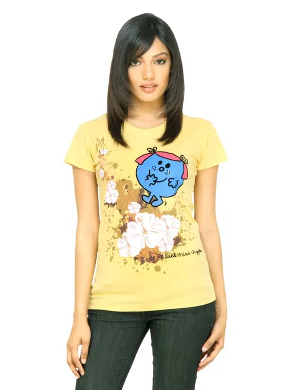 Little Miss Women Flower Yellow Tshirt