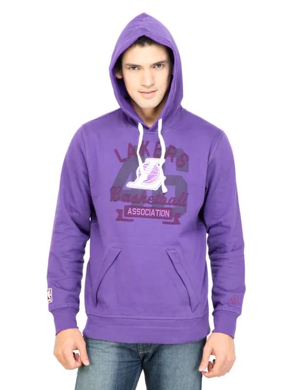ADIDAS Men Hooded Purple SweatShirt