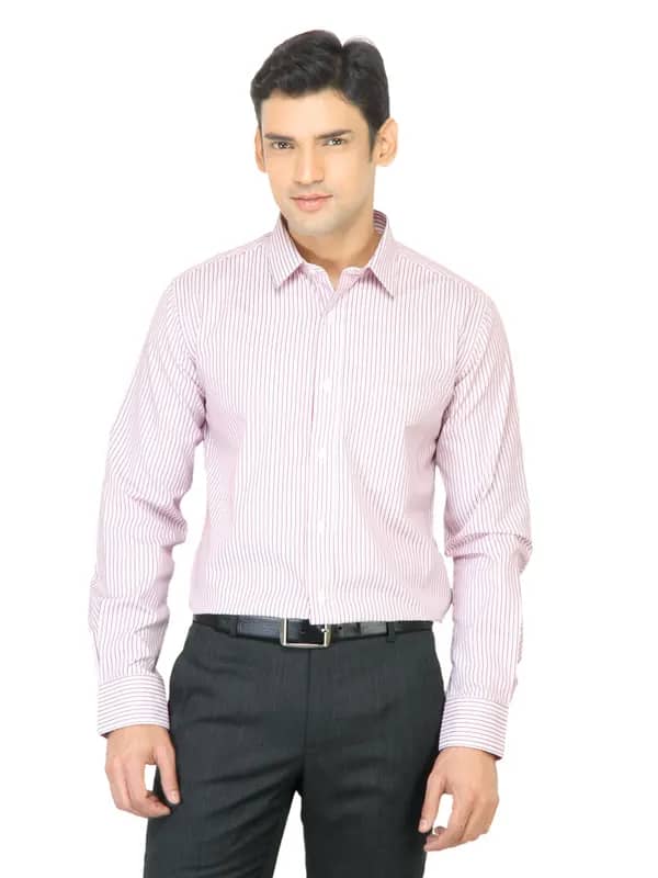 Mark Taylor Men Red & Blue Striped Pink Shirt