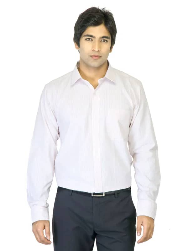 Mark Taylor Men Striped White Shirt