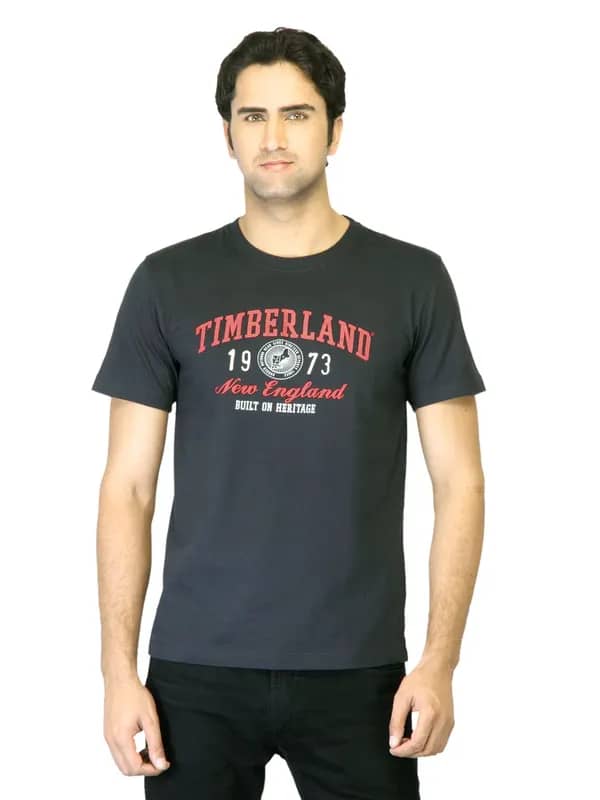 Timberland Men Black Linear Logo T-Shirt