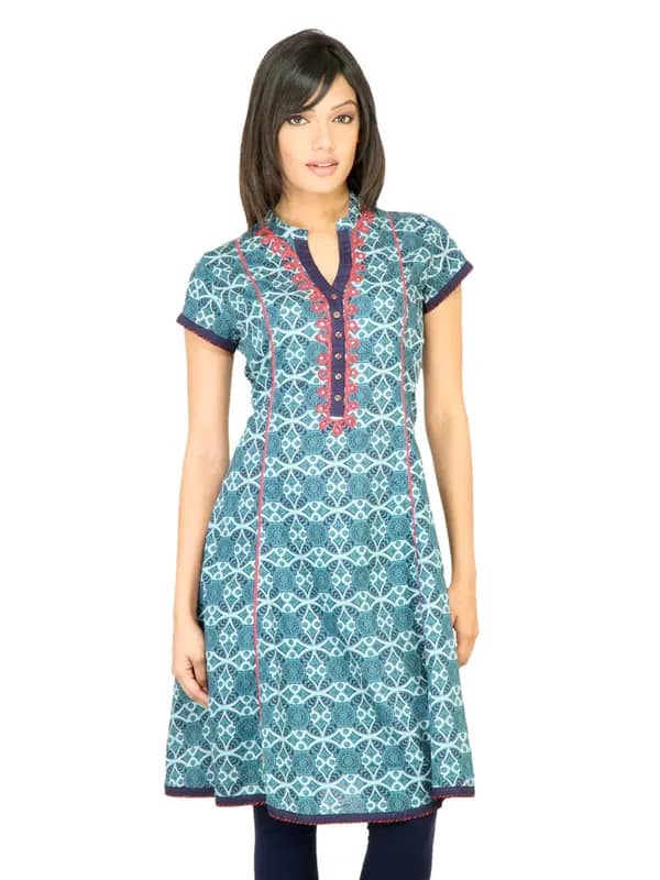 BIBA Women Printed Blue Kurta