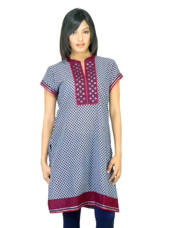 BIBA Women Printed Navy Blue Kurta