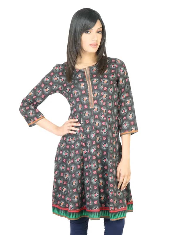 BIBA Women Printed Grey Kurta
