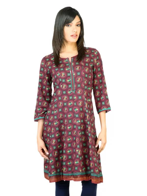BIBA Women Printed Maroon Kurta