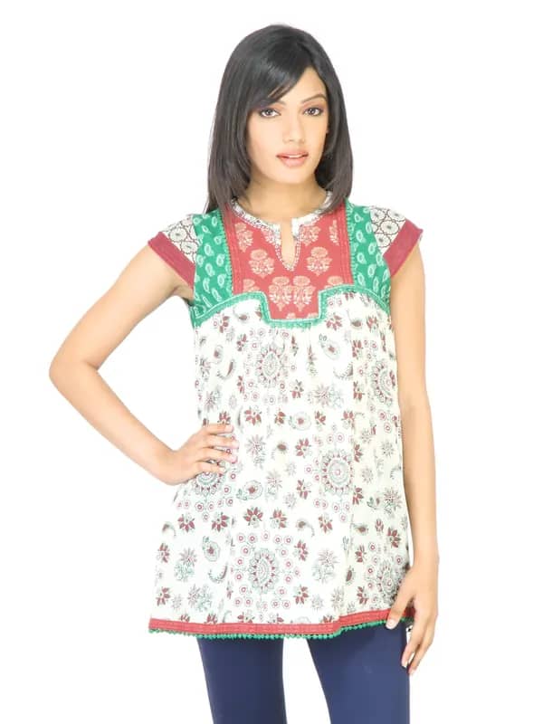 BIBA OUTLET Women Printed Off White Kurti