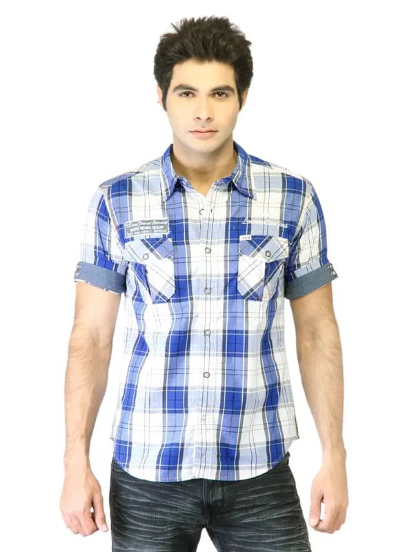 Locomotive Men Blue Check Shirt