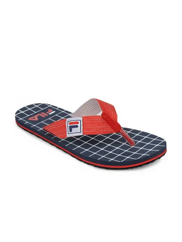 Fila Men Red & Navy Blue Cage Flip Flops