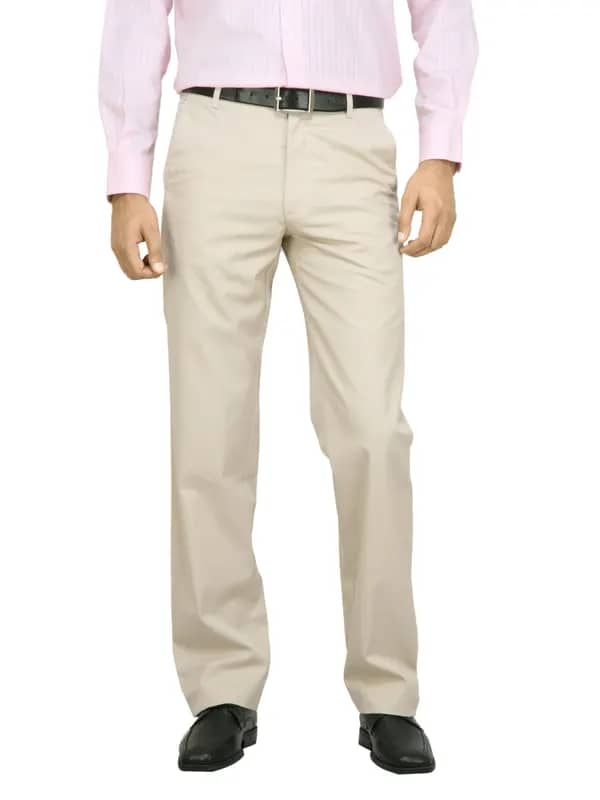 Arrow Men Beige Solid Trousers