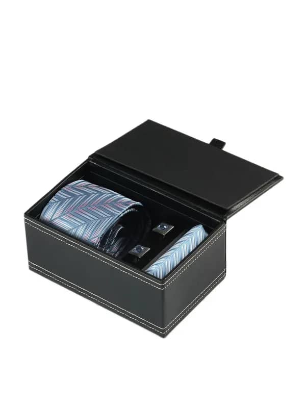Turtle Men Formal Blue Tie, Cufflink and Pocket Square Combo Set