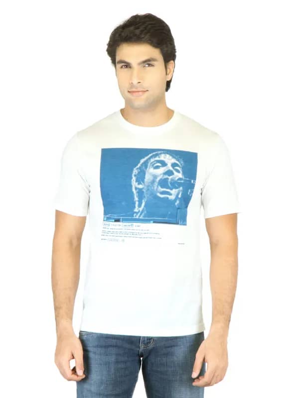 Mark Taylor Men Off White Printed T-shirt