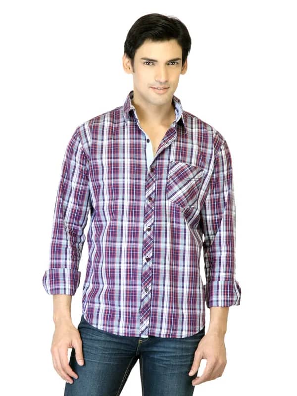 Highlander Men Purple Check Shirt