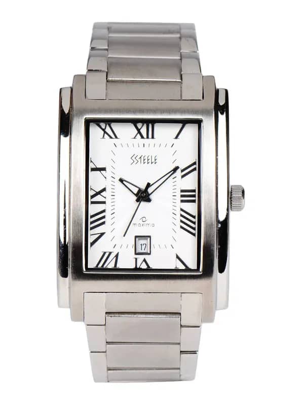 Maxima Men White Steel Watch