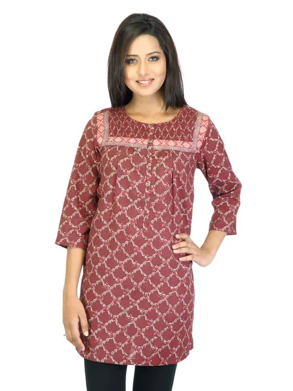 W Women Maroon Printed Tunic