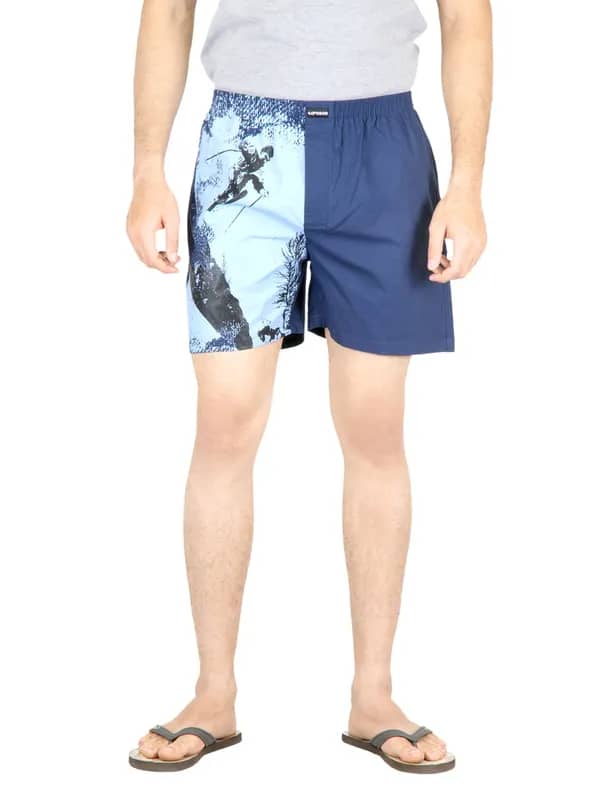 Crusoe Men Navy Blue Skier Boxer Shorts