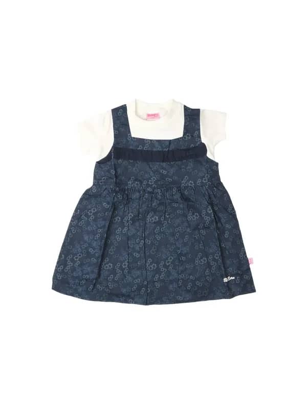 Doodle Kids Girls Navy Blue Floral Print Dress