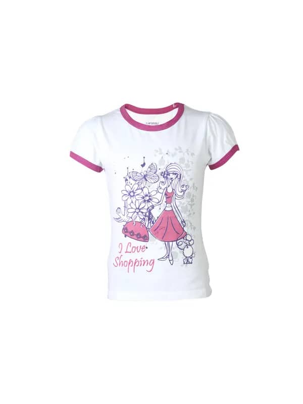 Doodle Kids Girls White I love Shopping Top