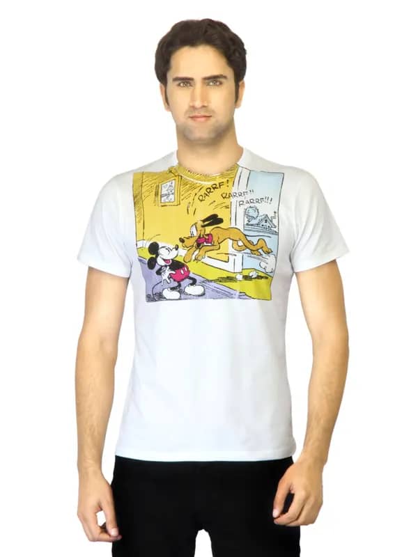 Disney Men White Printed T-shirt