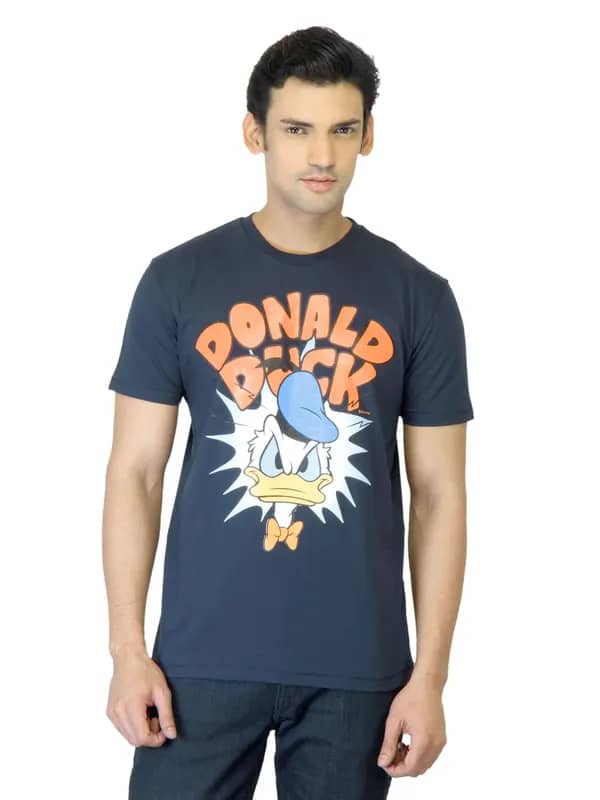 Disney Men Navy Blue Printed T-shirt
