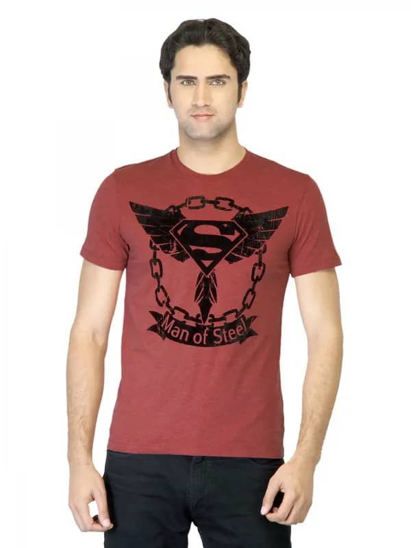 Superman Men Pink Printed T-shirt