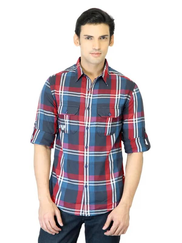 Spykar Men Red Check Shirt