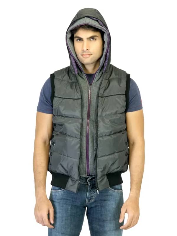 Provogue Men Grey Sleeveless Jacket
