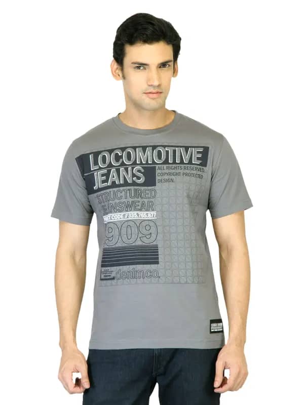 Locomotive Men Grey Printed T-shirt