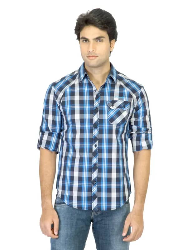 Locomotive Men Checked Blue Shirt