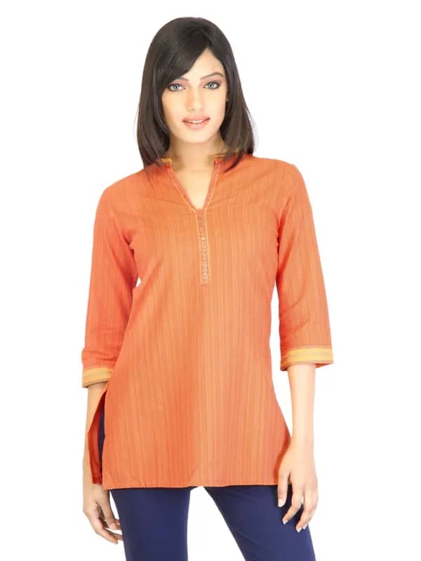 Aurelia Women Orange Striped Kurti