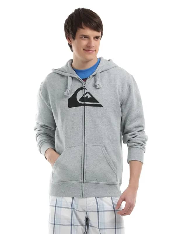 Quick Silver Men Grey Melange Zip-up Sweatshirt
