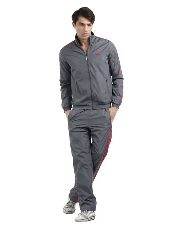 ADIDAS Men Grey & Red Tracksuit