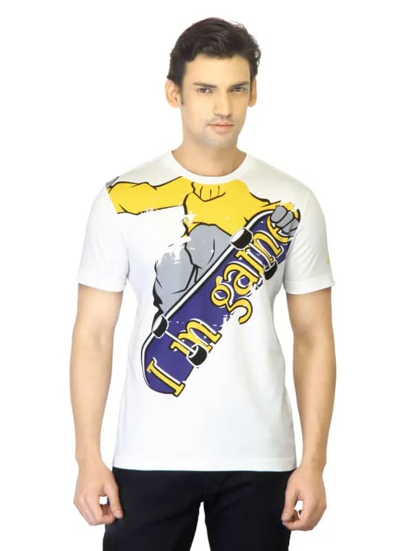ADIDAS Men White Printed T-shirt