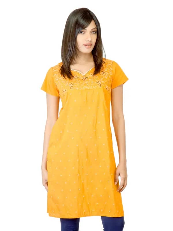 Folklore Women Yellow Kurta