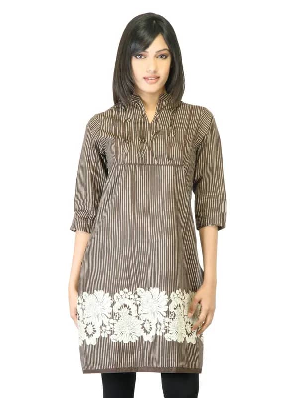 Folklore Women Brown Printed Kurta