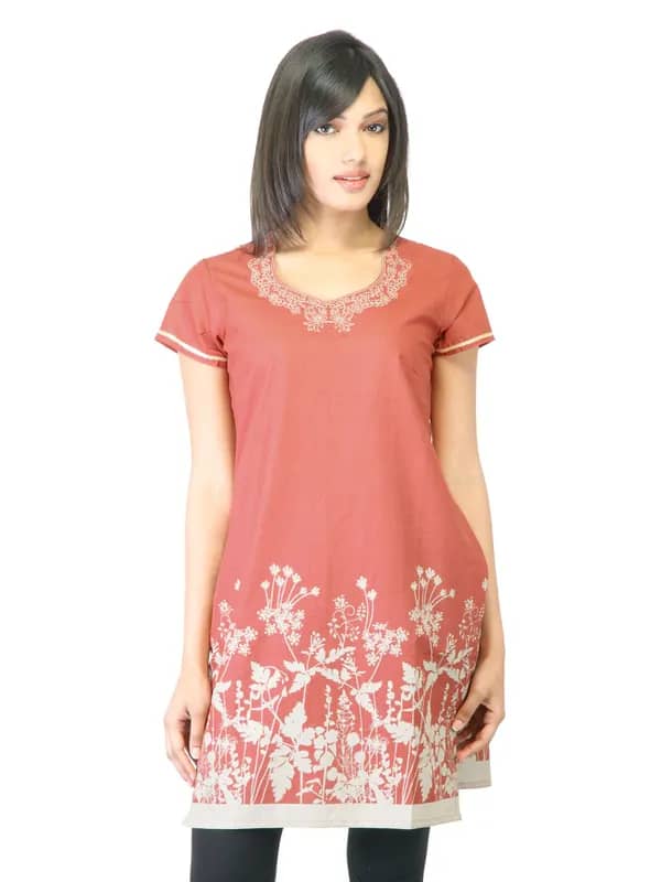 Folklore Women Orange Printed Kurta