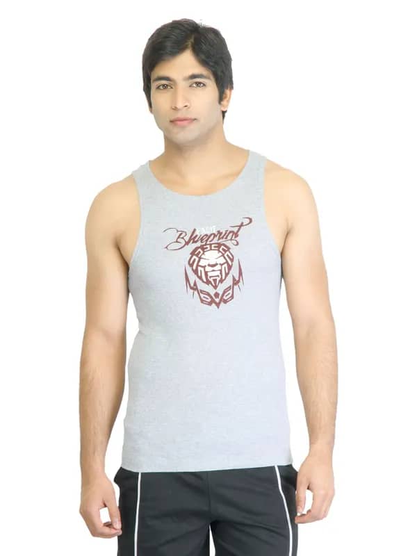 Facit Men Grey Printed Innerwear Vest