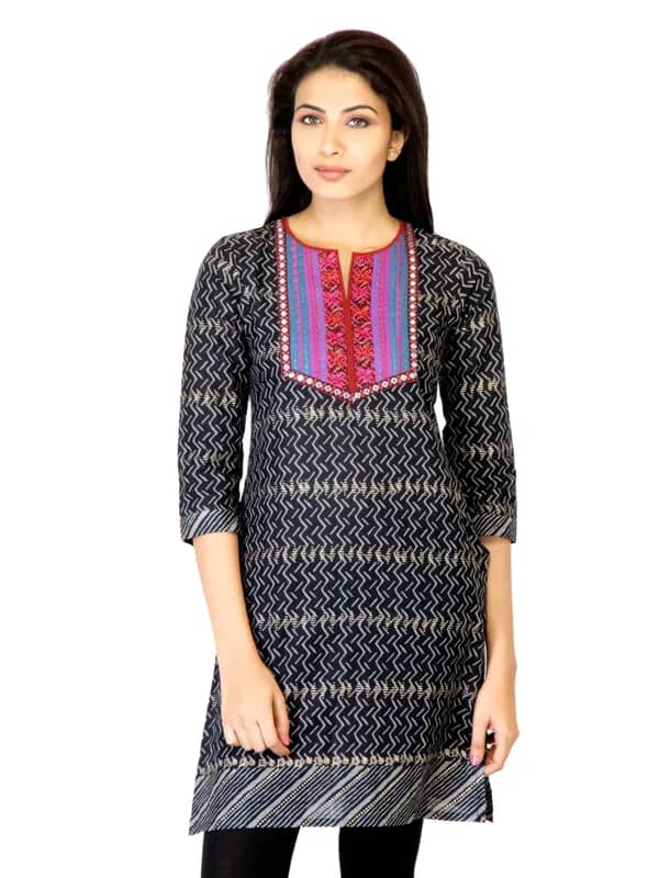 Mother Earth Women Black Printed Kurta
