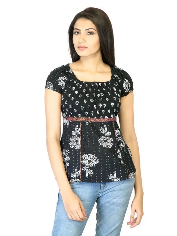 Mother Earth Women Black Printed Top