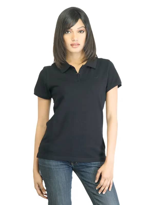 Flying Machine Women Black Solid Tshirt