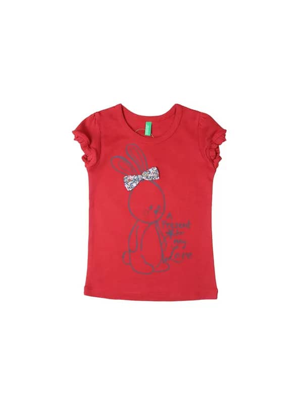 United Colors of Benetton Kids Girls Red Printed Top
