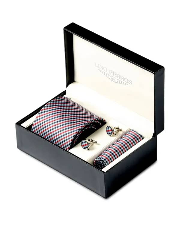 Lino Perros Men Formal Blue Red Accessory Gift Set
