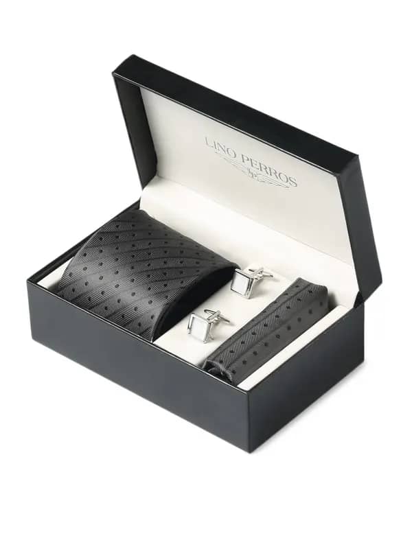 Lino Perros Men Formal Grey Accessory Gift Set