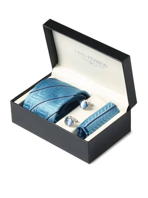 Lino Perros Men Formal Blue Accessory Gift Set