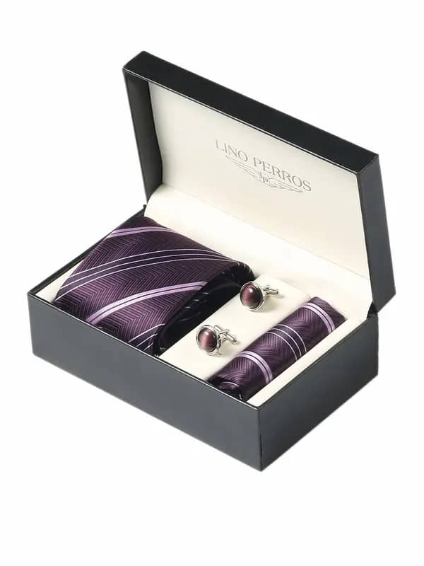 Lino Perros Men Formal Purple Accessory Gift Set