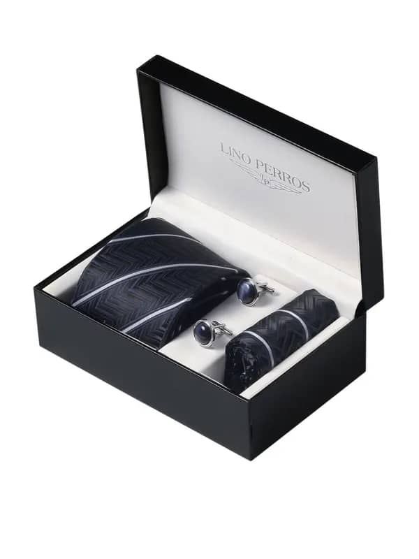 Lino Perros Men Formal Navy Blue Accessory Gift Set