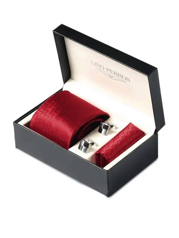 Lino Perros Men Formal Maroon Accessory Gift Set